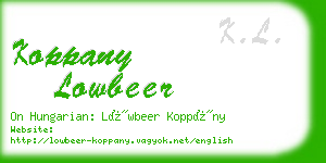 koppany lowbeer business card